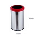 Ver imagem 2 de Lixeira Aço Inox Com Aro Plástico Lixo Reciclável Cozinha 20 Litros - Vermelho