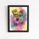 Ver imagem 1 de Quadro Cachorro Schnauzer Tinta Aquarela Moldura 30x40cm