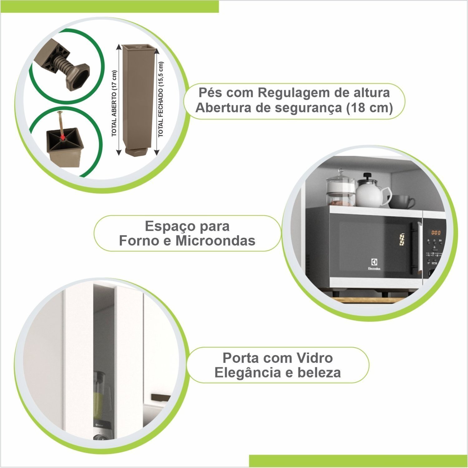 Armário de Cozinha 8 Portas 2 Gavetas Madri Sallêto Móveis - 6