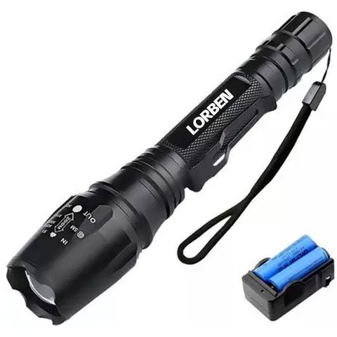 Lanterna Led Cree Xml T6 Lorben Recarregável Resistente a Água Zoom de 1x a 2000x