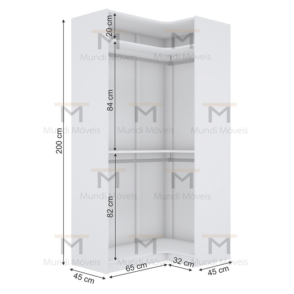 MÓDULO CLOSET CABIDEIRO EM L 100% MDF A 2,00 M473.B (CASA) MUNDI MOVEIS - 2