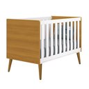 Ver imagem 1 de Berço Mini Cama Theo Retrô Branco/savana com Pés Amadeirado - Reller Móveis Branco/savana