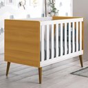 Ver imagem 1 de Berço Mini Cama Theo Retrô Branco/savana com Pés Amadeirado - Reller Móveis Branco/savana