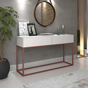 Ver imagem 2 de Aparador Eros 110cm Industrial Moderno e Minimalista 2 Gavetas:branco/cobre