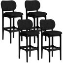 Ver imagem 1 de Kit 4 Banquetas Alta Bar Cozinha Sala Jantar Fixa Betta L02 Preto Linho Chumbo - Lyam Decor