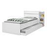 Kit 3x1 Para Quarto Com Bicama Cama de Solteiro Branca com Cama Auxiliar e Cabeceira com Baú Interno - 3
