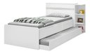 Ver imagem 3 de Kit 3x1 Para Quarto Com Bicama Cama de Solteiro Branca com Cama Auxiliar e Cabeceira com Baú Interno