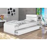 Kit 3x1 Para Quarto Com Bicama Cama de Solteiro Branca com Cama Auxiliar e Cabeceira com Baú Interno - 1