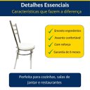 Ver imagem 2 de Kit 6 Cadeiras de Cozinha Redonda Reforçada Cromada Assento Grosso Branco
