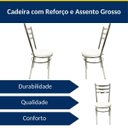 Ver imagem 4 de Kit 6 Cadeiras de Cozinha Redonda Reforçada Cromada Assento Grosso Branco