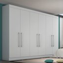 Ver imagem 1 de Guarda Roupa Casal 6 Portas 4 Gavetas - Alba-Branco Acetinado - Made Marcs