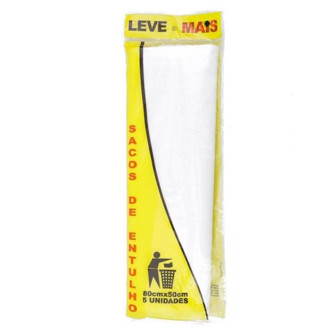 Saco de Entulho com 5 Unidades - MÃO NA OBRA Saco de Entulho 80x50cm Grande com 5 Unidades - 1201 - 