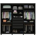 Ver imagem 4 de Guarda Roupa Casal Ripado 6 Portas 4 Gavetas com Espelho Absolut New 100% MDF Cinza/Grafite