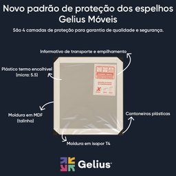 Guarda Roupa Casal Ripado 6 Portas 4 Gavetas com Espelho Absolut New 100% MDF - 13