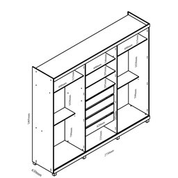 Guarda Roupa Casal Ripado 6 Portas 4 Gavetas com Espelho Absolut New 100% MDF - 9