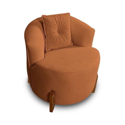 Poltrona Orgânica Pé de Madeira para Sala Confortável e Reforçada Bouclé