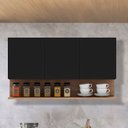 Ver imagem 1 de Armário de Cozinha Aéreo 118cm 3 Portas Duda Z34 Preto/freijó - Mpozenato