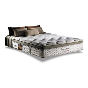 Colchão Queen de Molas Herval Imperatore Eco Bamboo - 1.58m X 1.98m X 0.34m com Top Pillow:branco