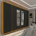 Ver imagem 1 de Guarda Roupa Casal Ripado 6 Portas 4 Gavetas com Espelho Absolut New Gelius Móveis