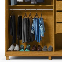 Guarda Roupa Casal Ripado 6 Portas 4 Gavetas com Espelho Absolut New 100% MDF - 7