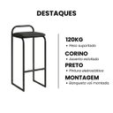 Ver imagem 4 de Banqueta Balcão Alta Cozinha Banco Mavie:Preto