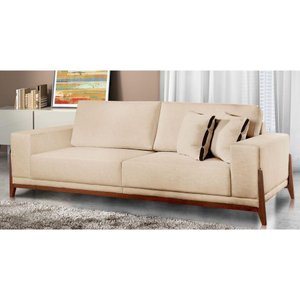 Sofá Fixo Magnus 4 Lugares Luxo 230cm Castellar Móbile Bege Claro