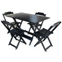 Ver imagem 2 de Kit 5 Jogos de Mesa Dobravel com 4 Cadeiras de Madeira 120x70 para Restaurante e Bar - Preto