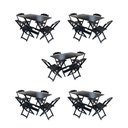 Ver imagem 1 de Kit 5 Jogos de Mesa Dobravel com 4 Cadeiras de Madeira 120x70 para Restaurante e Bar - Preto