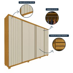 Guarda Roupa Casal 6 Portas 4 Gavetas Absolut New 100% MDF - 10