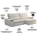 Ver imagem 5 de Sofá Retrátil Reclinável Living 250cm Ártico F04 Veludo Bege