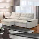 Ver imagem 2 de Sofá Retrátil Reclinável Living 250cm Ártico F04 Veludo Bege