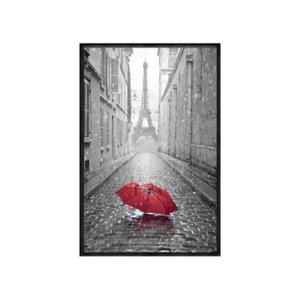 Quadro Decorativo - Guarda Chuva Torre Eiffel Paris Ct007 Vidro com Impressão Uv - 80x60cm