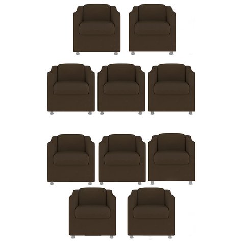 Cópia - Kit 10 Poltronas Decorativa Bia Matérial Sintético Marrom - Twdecora