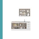 Ver imagem 3 de Cozinha Milla Patio 7 Portas 3 Gavetas MDF 200cm Branca Móveis Carraro