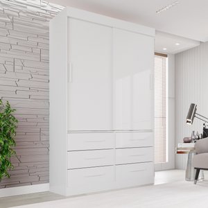 Guarda Roupa Solteiro 2 Portas 6 Gavetas Luana