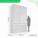 Ver imagem 4 de Guarda Roupa Solteiro 2 Portas 6 Gavetas Luana Branco