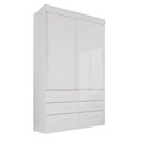 Ver imagem 3 de Guarda Roupa Solteiro 2 Portas 6 Gavetas Luana Branco
