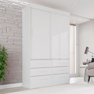 Guarda Roupa Solteiro 2 Portas 6 Gavetas Luana