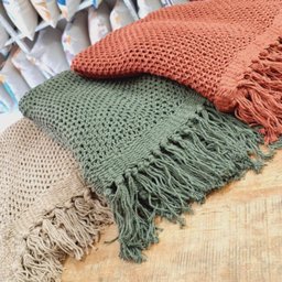 Manta Peseira Trico Rustico 1,50x1,20 Verde Escuro 100% Algodão - 4