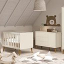 Ver imagem 2 de Jogo de Quarto Infantil Theo Retrô Cômoda 1 Porta e Berço Areia Fosco com Pés Amadeirado -