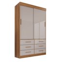 Ver imagem 3 de Guarda Roupa Solteiro 2 Portas 6 Gavetas Luana Off White/Cinamomo/Off-White