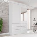 Ver imagem 2 de Guarda Roupa Solteiro 2 Portas com Espelho 6 Gavetas Luana 