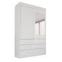 Ver imagem 3 de Guarda Roupa Solteiro 2 Portas com Espelho 6 Gavetas Luana Branco