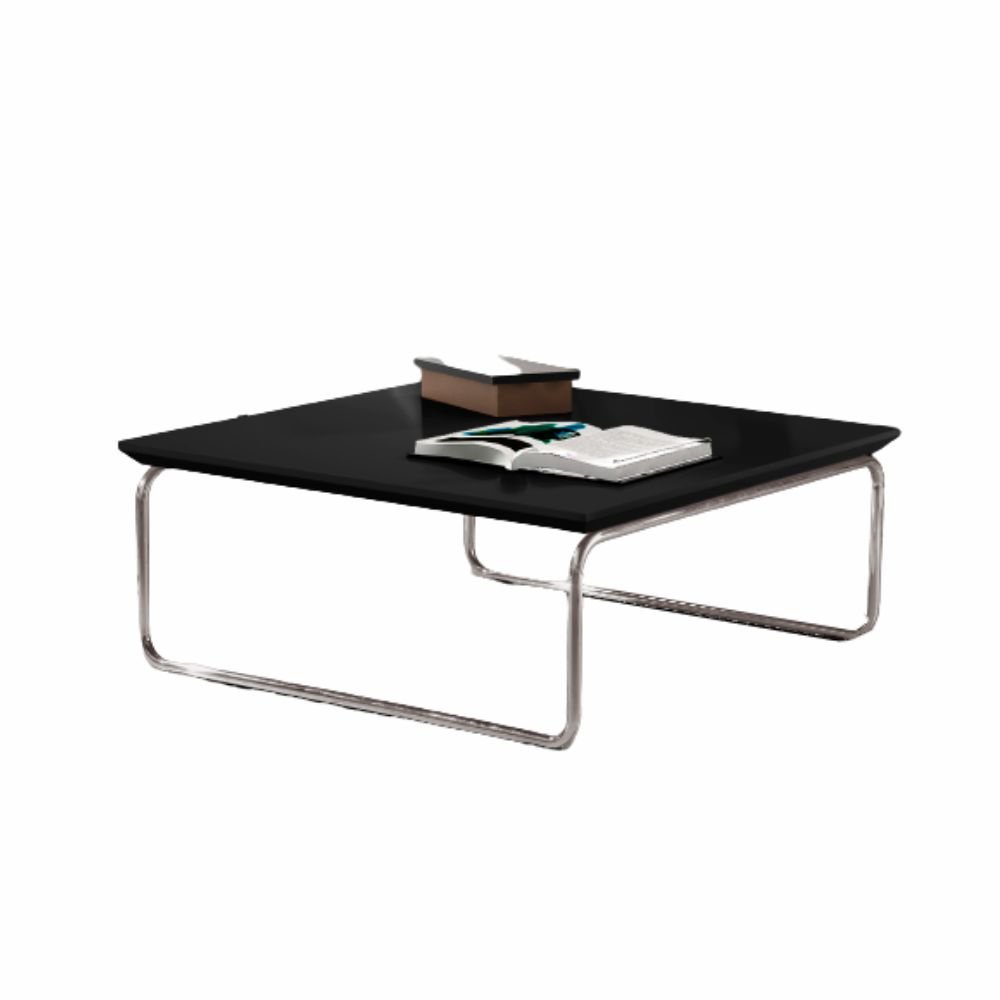 Mesa de Centro Munique 70x70 Cm Preto com Base Cromada - 1