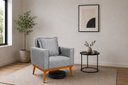 Ver imagem 1 de Poltrona Portofino Retro Pes Palito Linho Sala Cinza 85cm