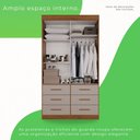 Ver imagem 5 de Guarda Roupa Solteiro 2 Portas com Espelho 6 Gavetas Luana Off White/Cinamomo/Off-White