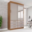 Ver imagem 2 de Guarda Roupa Solteiro 2 Portas com Espelho 6 Gavetas Luana 