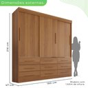 Ver imagem 5 de Guarda Roupa Casal 3 Portas 9 Gavetas Luana 