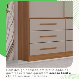 Guarda Roupa Casal 3 Portas 9 Gavetas Luana  - 7