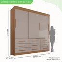 Ver imagem 4 de Guarda-Roupa Casal 3 Portas 9 Gavetas Luana Cinamomo/Off-White